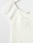 Switch Crinkle Knit Short Sleeve Bow Top, White product photo View 02 S