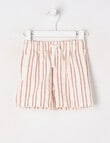 Teeny Weeny Linen Blend Stripe Short, Ginger Biscuit product photo