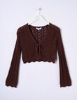Switch Crochet Style Cardigan, Chocolate product photo