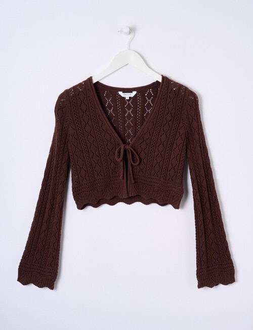 Switch Crochet Style Cardigan, Chocolate product photo
