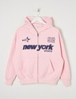Switch New York Sports Oversized Zip Up Hoodie, Baby Pink product photo