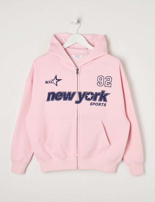 Switch New York Sports Oversized Zip Up Hoodie, Baby Pink product photo