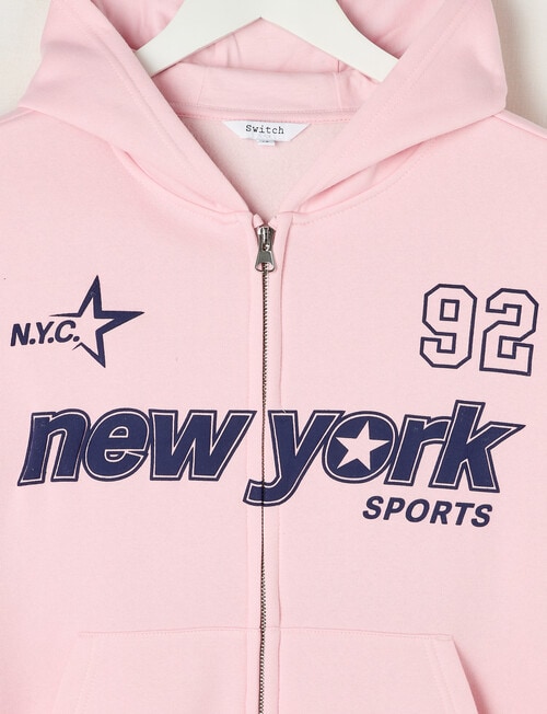 Switch New York Sports Oversized Zip Up Hoodie, Baby Pink product photo View 02 L