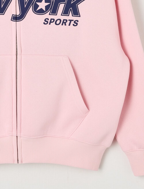 Switch New York Sports Oversized Zip Up Hoodie, Baby Pink product photo View 03 L