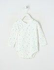 Little Bundle Essential Stretch Cotton Long Sleeve Wrap Bodysuit, Safari White product photo