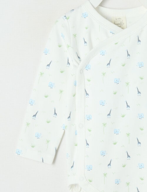 Little Bundle Essential Stretch Cotton Long Sleeve Wrap Bodysuit, Safari White product photo View 02 L
