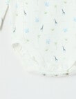 Little Bundle Essential Stretch Cotton Long Sleeve Wrap Bodysuit, Safari White product photo View 03 S