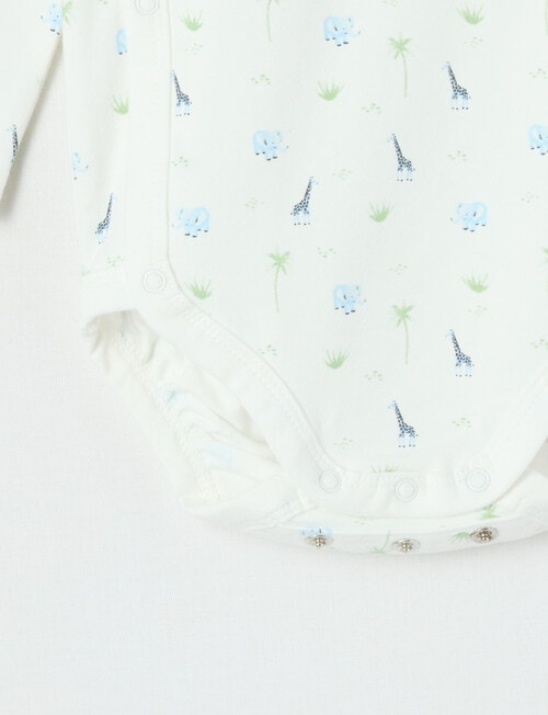 Little Bundle Essential Stretch Cotton Long Sleeve Wrap Bodysuit, Safari White product photo View 03 L