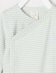 Little Bundle Little Bundle Essentials Long Sleeve Wrap Bodysuit, Green Stripes product photo View 02 S