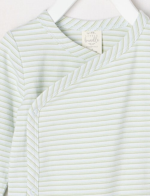 Little Bundle Little Bundle Essentials Long Sleeve Wrap Bodysuit, Green Stripes product photo View 02 L