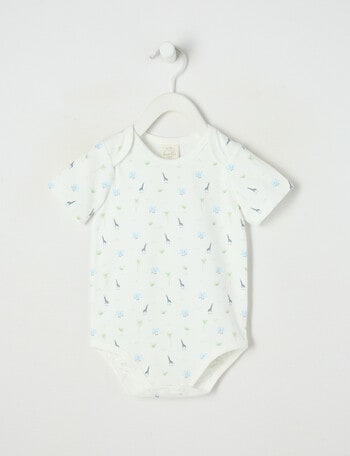Little Bundle Essential Stretch Cotton Short Sleeve Wrap Bodysuit, Safari product photo