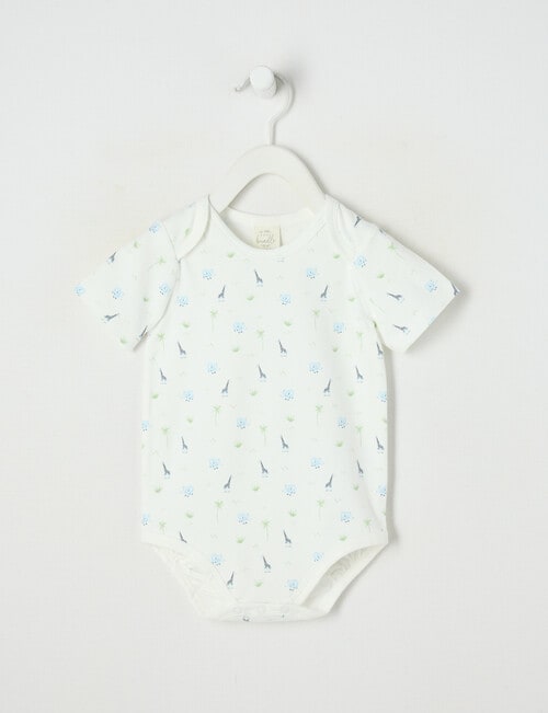 Little Bundle Essential Stretch Cotton Short Sleeve Wrap Bodysuit, Safari product photo