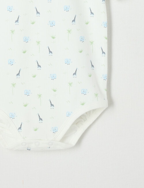 Little Bundle Essential Stretch Cotton Short Sleeve Wrap Bodysuit, Safari product photo View 03 L