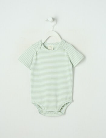 Little Bundle Essential Stretch Cotton Short Sleeve Bodysuit Yarn Dyed product photo