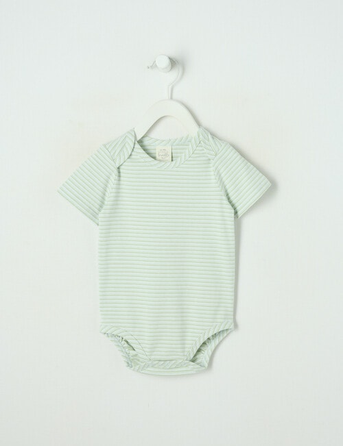 Little Bundle Essential Stretch Cotton Short Sleeve Bodysuit Yarn Dyed product photo