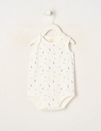 Little Bundle Essential Stretch Cotton Sleeveless Bodysuit, Safari product photo