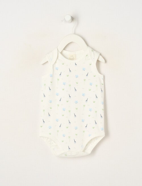 Little Bundle Essential Stretch Cotton Sleeveless Bodysuit, Safari product photo