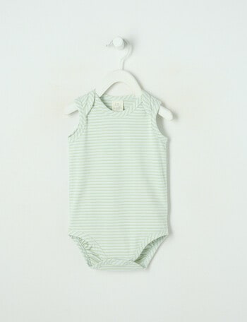 Little Bundle Essential Stretch Cotton Sleeveless Bodysuit Yarn Dyed product photo