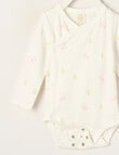 Little Bundle Essential Stretch Cotton Long Sleeve Wrap Bodysuit, Flower product photo View 02 S
