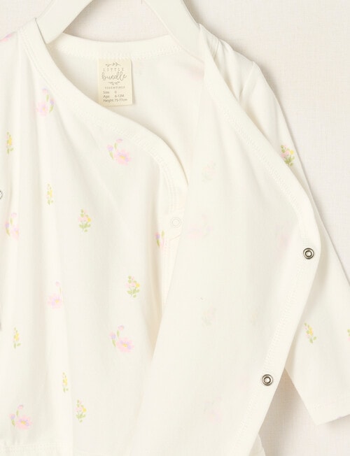 Little Bundle Essential Stretch Cotton Long Sleeve Wrap Bodysuit, Flower product photo View 03 L