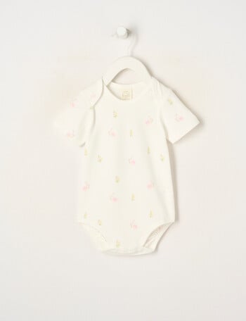 Little Bundle Essential Stretch Cotton Short Sleeve Bodysuit, Flower product photo