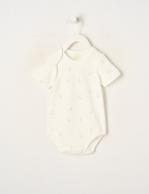 Little Bundle Essential Stretch Cotton Short Sleeve Bodysuit, Flower product photo