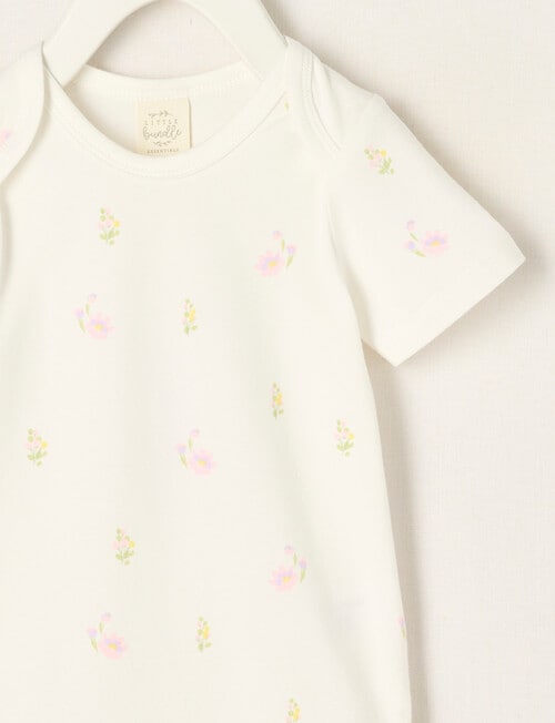 Little Bundle Essential Stretch Cotton Short Sleeve Bodysuit, Flower product photo View 02 L