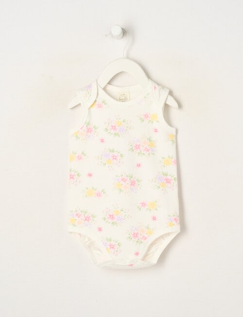 Little Bundle Essential Stretch Cotton Sleeveless Bodysuit, Floral product photo