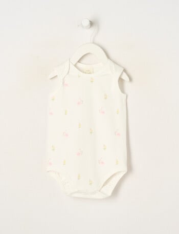 Little Bundle Essential Stretch Cotton Sleeveless Bodysuit, Flower product photo