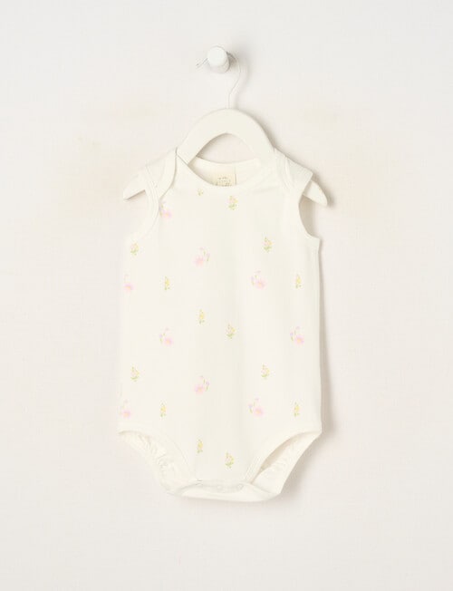 Little Bundle Essential Stretch Cotton Sleeveless Bodysuit, Flower product photo