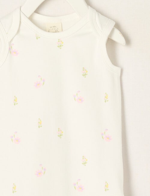 Little Bundle Essential Stretch Cotton Sleeveless Bodysuit, Flower product photo View 02 L