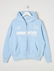 Switch New York Sports Oversized Zip Up Hoodie, Baby Blue product photo