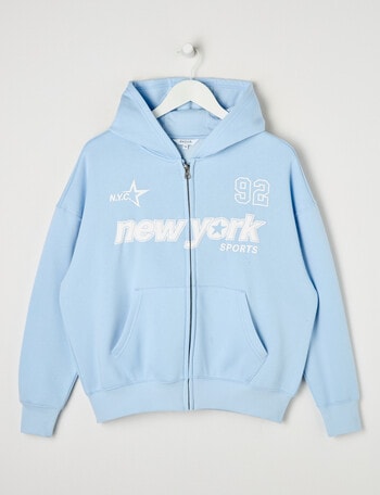 Switch New York Sports Oversized Zip Up Hoodie, Baby Blue product photo
