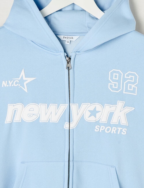 Switch New York Sports Oversized Zip Up Hoodie, Baby Blue product photo View 02 L
