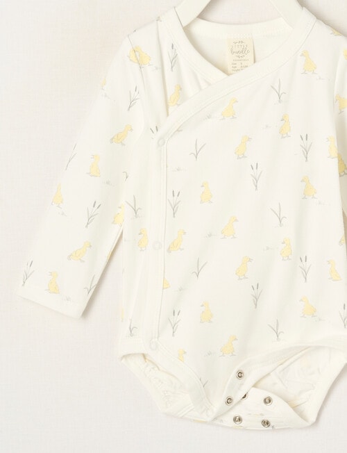 Little Bundle Essential Stretch Cotton Long Sleeve Wrap Bodysuit, Duckling product photo View 02 L