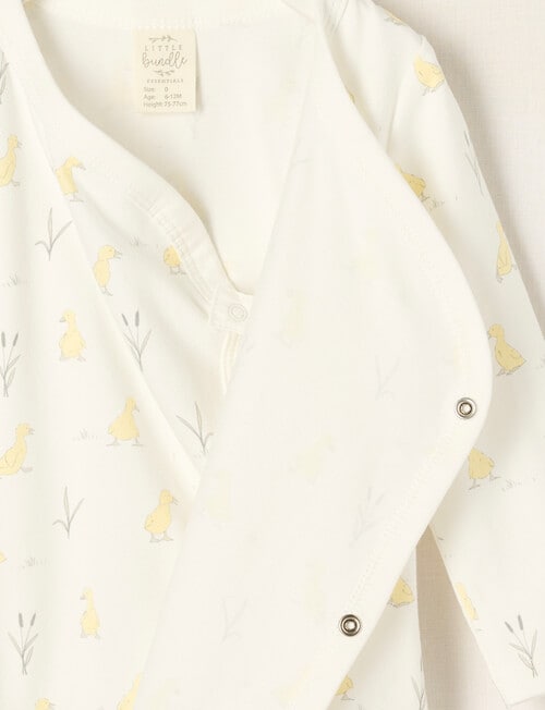 Little Bundle Essential Stretch Cotton Long Sleeve Wrap Bodysuit, Duckling product photo View 03 L