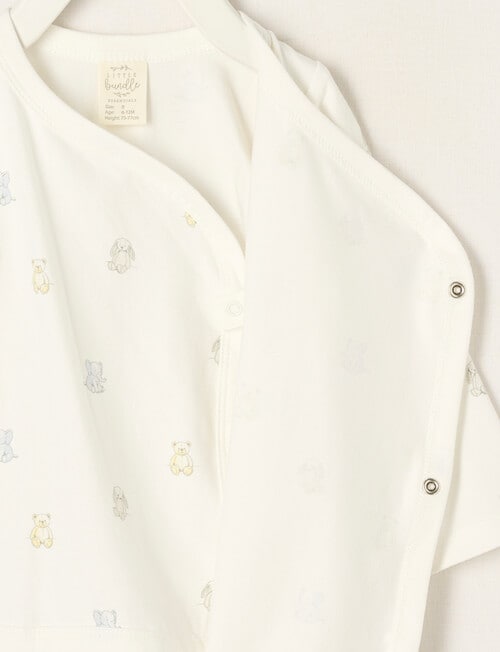 Little Bundle Essential Stretch Cotton Long Sleeve Wrap Bodysuit, Teddy product photo View 03 L