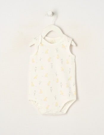 Little Bundle Essential Stretch Cotton Sleeveless Bodysuit, Duckling product photo