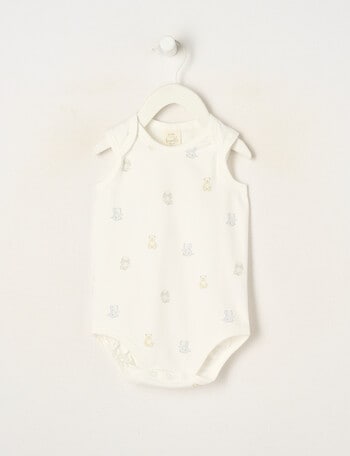 Little Bundle Essential Stretch Cotton Sleeveless Bodysuit, Teddy product photo