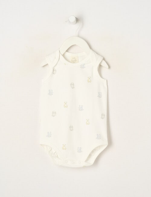 Little Bundle Essential Stretch Cotton Sleeveless Bodysuit, Teddy product photo