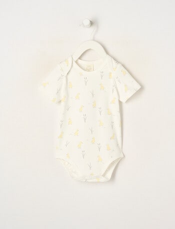 Little Bundle Essential Stretch Cotton Short Sleeve Bodysuit, Duckling product photo