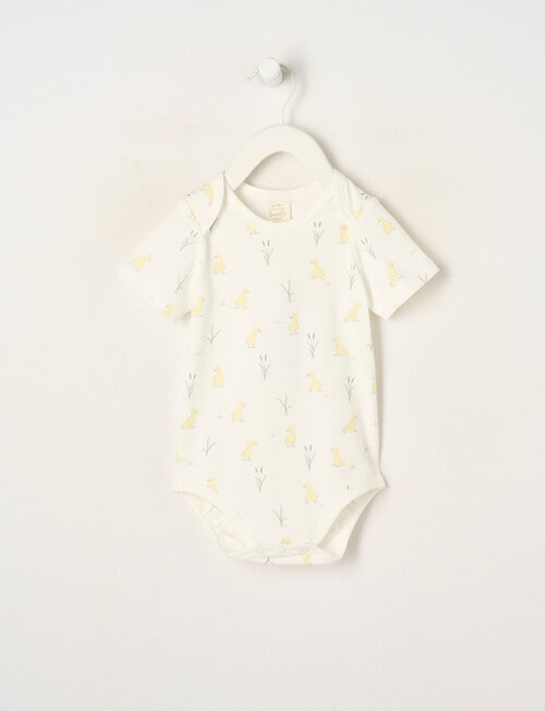 Little Bundle Essential Stretch Cotton Short Sleeve Bodysuit, Duckling product photo