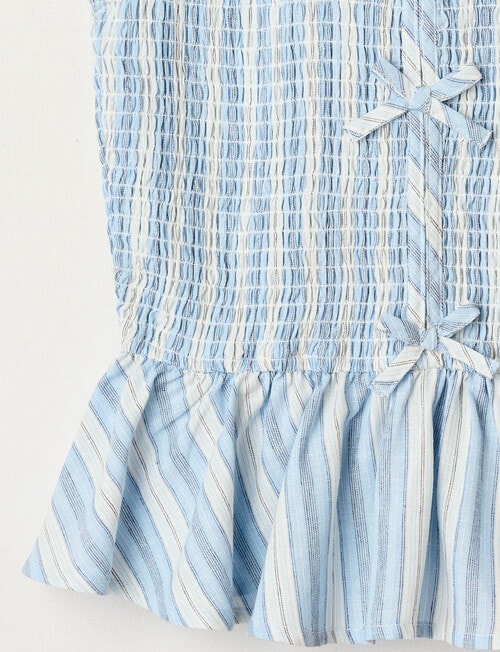 Switch Isla Linen Blend Stripe Peplum Top, Light Blue product photo View 03 L
