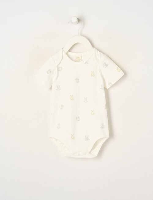Little Bundle Essential Stretch Cotton Short Sleeve Bodysuit, Teddy product photo