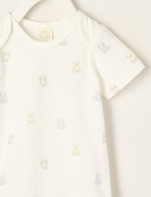Little Bundle Essential Stretch Cotton Short Sleeve Bodysuit, Teddy product photo View 02 L