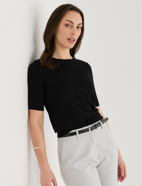 Oliver Black Short Sleeve Knit Jumper, Black product photo