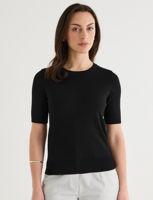 Oliver Black Short Sleeve Knit Jumper, Black product photo View 05 L