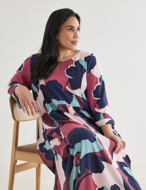 Studio Curve Oversized Floral Pocket Dress, Wine & Sage product photo