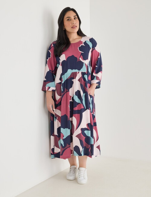 Studio Curve Oversized Floral Pocket Dress, Wine & Sage product photo View 03 L