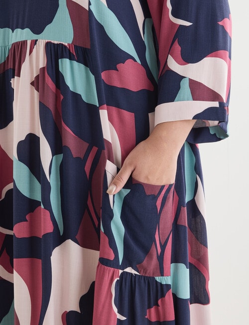 Studio Curve Oversized Floral Pocket Dress, Wine & Sage product photo View 04 L